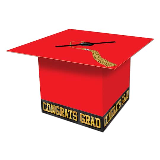 Beistle 8.5" Grad Cap Card Box in Red | 8.5" x 8.5" | Michaels®